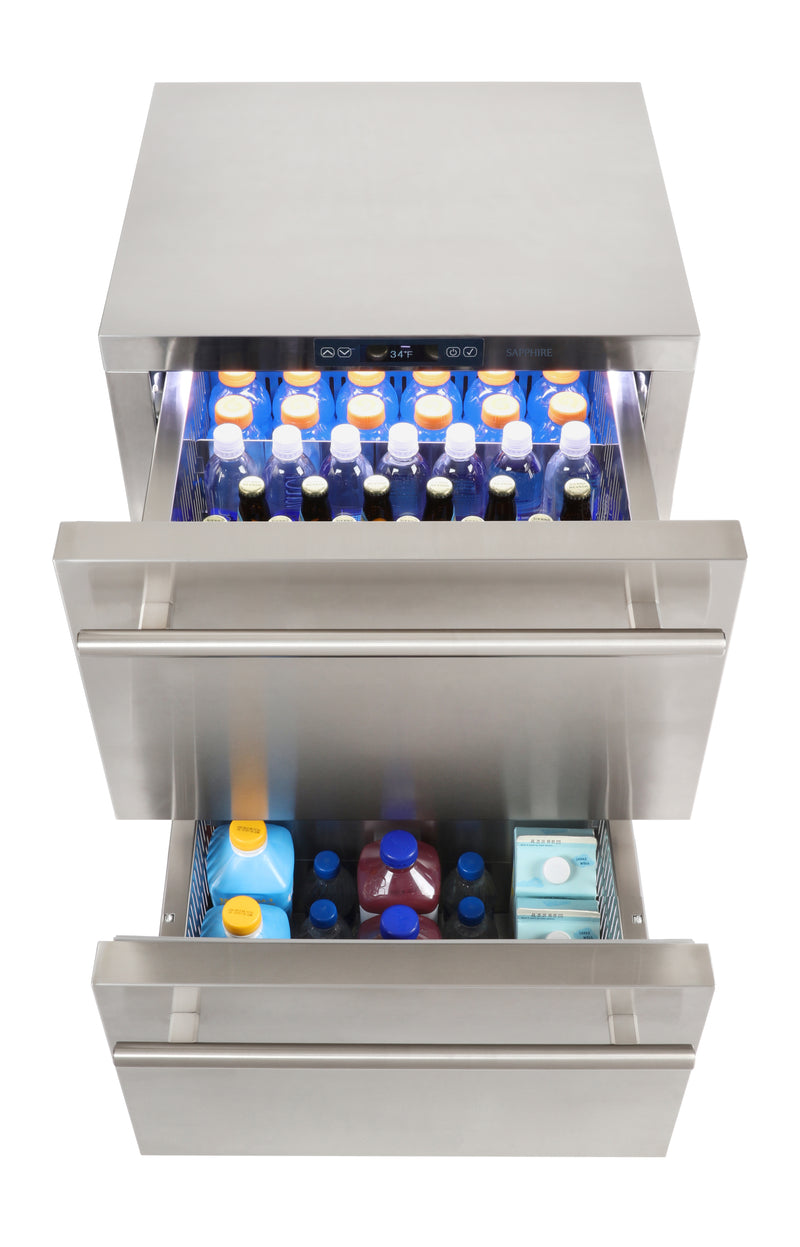Sapphire Series 5, 24"W, 2 Drawers, Indoor, Stainless Steel, Commercial Drawer Refrigerator (SRD24SS)