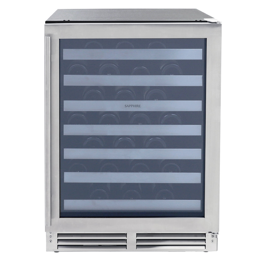 Sapphire Series 3 24" Indoor/Outdoor Value Premium Single Zone Wine Refrigerator, in Stainless Steel