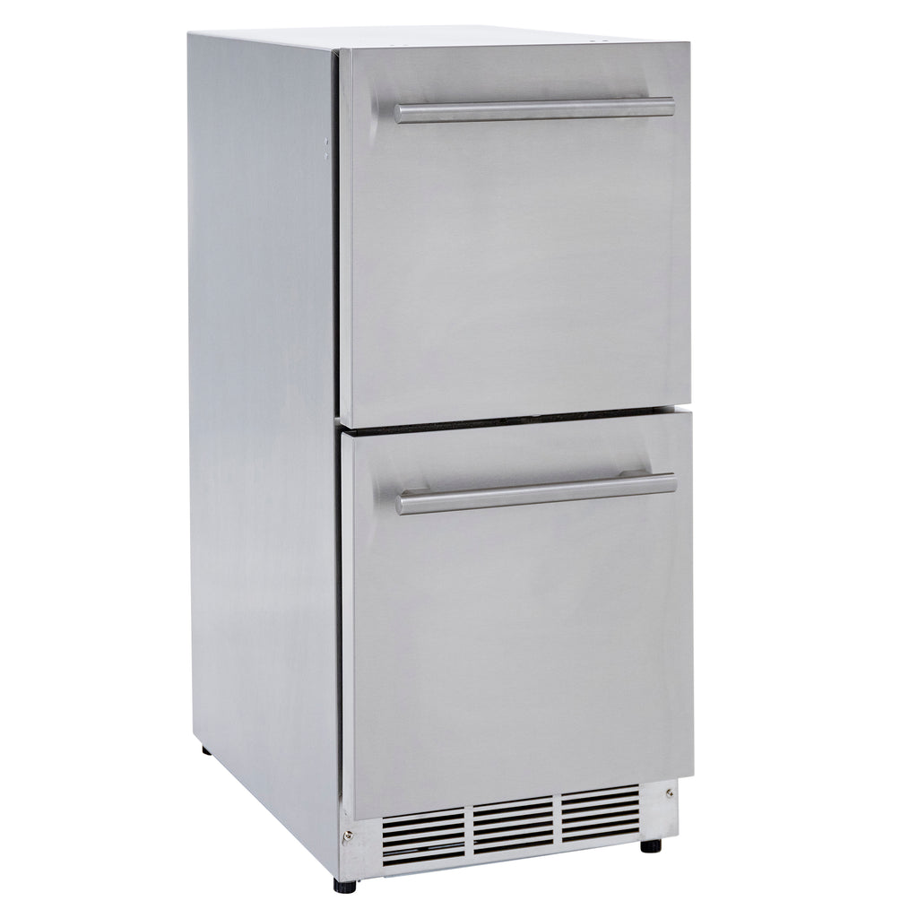 Sapphire Series 3, 15"W, 2 Drawers, Indoor-Outdoor, Stainless Steel and Panel Ready, Commercial Drawer Refrigerator (SRD153SSPR)